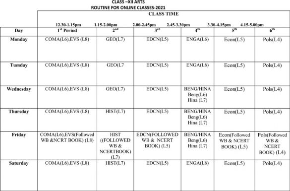 Class Routine – G.B. Memorial Institution